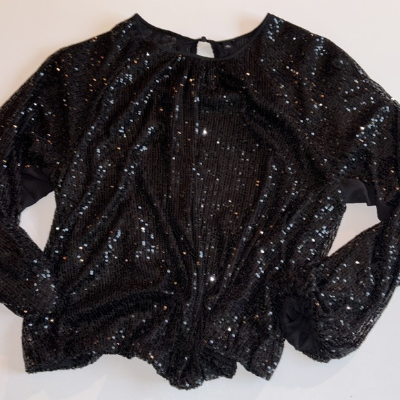 Sequins Blouson 3 Black Sequins elastic waistband top Torrid Black Sequins 3X - Picture 1 of 13